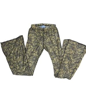 O’Mighty - Size Small- Yellow and Black Marble Swirl Print - Sheer pant 💛🖤🍭💫